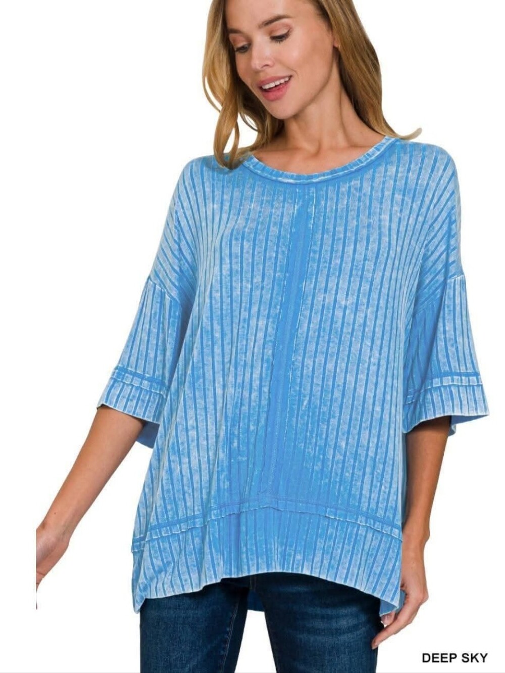 New Zenana Washed Ribbed Top